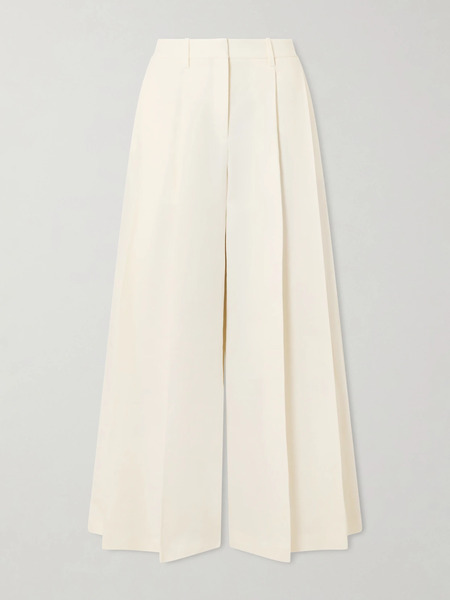  Twp Twp - Crosby Pleated Linen And Cotton-blend Twill Straight-leg Pants - Off-white 