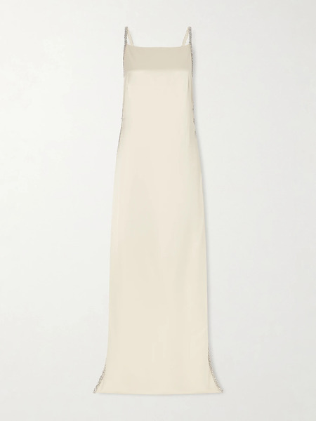  Twp Twp - It Had To Be You Crystal-embellished Satin Gown - Off-white 