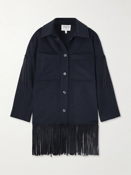  Twp Twp - Midnight Cowboy Fringed Suede-trimmed Cashmere Jacket - Navy 