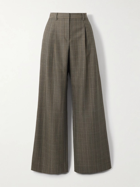  Twp Twp - Sulli Pleated Checked Wool Wide-leg Pants - Gray 