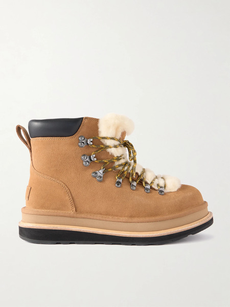  Ugg Ugg - + Sacai Leather-trimmed Shearling Ankle Boots - Tan 
