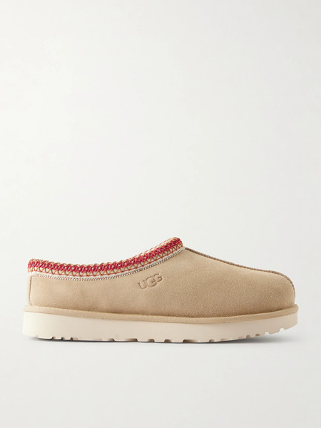  Ugg Ugg - Tasman Ii Shearling-lined Embroidered Suede Slippers - Beige 