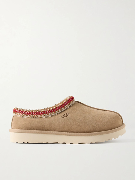  Ugg Ugg - Tasman Wool-blend Fleece-lined Embroidered Suede Slippers - Sand 