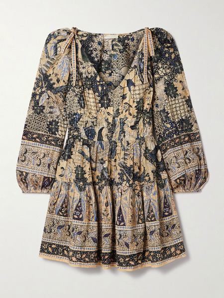  Ulla Johnson Ulla Johnson - Anika Printed Cotton-blend Voile Mini Dress - Brown 