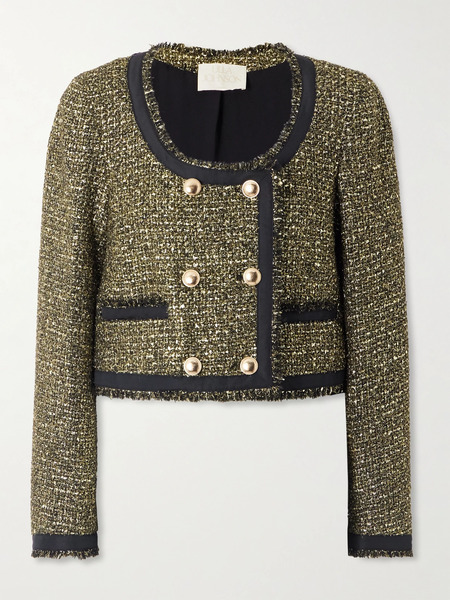  Ulla Johnson Ulla Johnson - Anisa Double-breasted Grosgrain-trimmed Metallic Tweed Jacket - Multi 