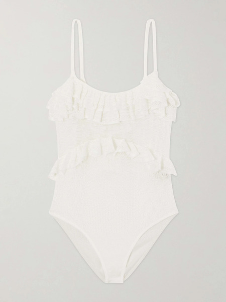  Ulla Johnson Ulla Johnson - Bania Ruffled Crocheted Bodysuit - Ivory 