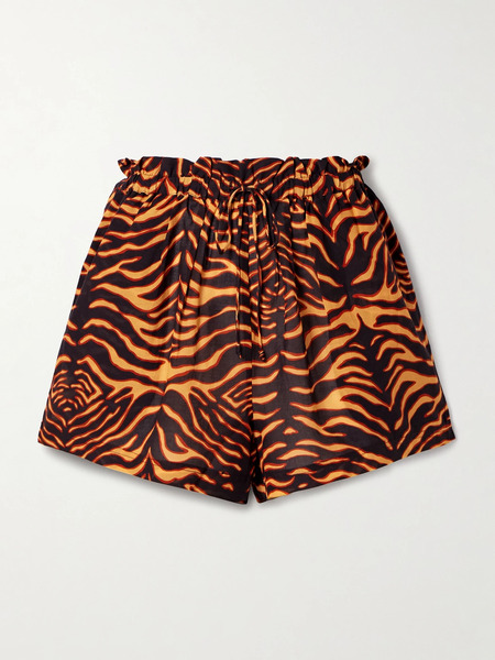  Ulla Johnson Ulla Johnson - Bijou Tiger-print Cotton-blend Voile Shorts - Zebra Print 