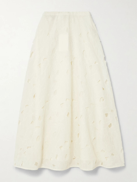  Ulla Johnson Ulla Johnson - Caro Embroidered Cotton-voile Midi Skirt - Off-white 