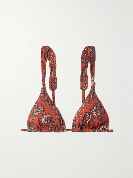  Ulla Johnson Ulla Johnson - Catalina Braided Floral-print Triangle Bikini Top - Red 