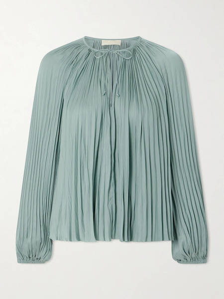  Ulla Johnson Ulla Johnson - Electra Pleated Satin Blouse - Blue 