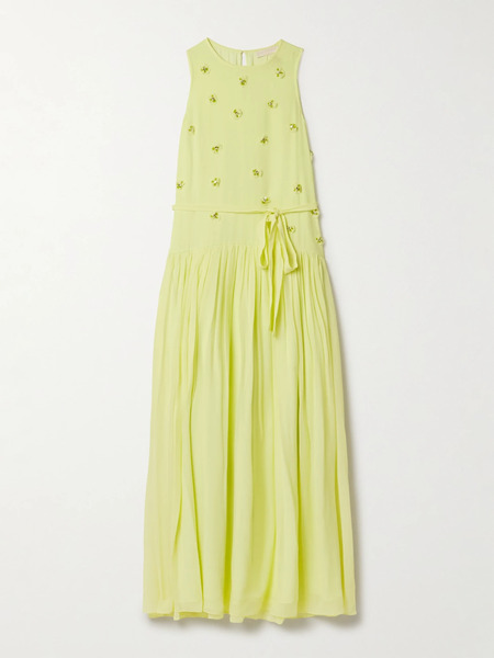  Ulla Johnson Ulla Johnson - Eleni Belted Embellished Silk-georgette Maxi Dress - Chartreuse 