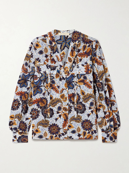  Ulla Johnson Ulla Johnson - Florian Printed Silk Blouse - Blue 
