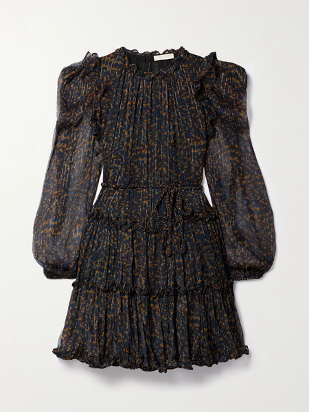  Ulla Johnson Ulla Johnson - Gaelle Ruffled Printed Metallic Silk-chiffon Mini Dress - Multi 