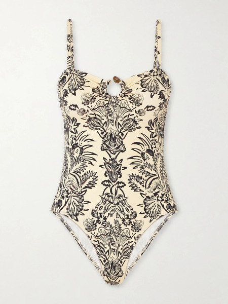  Ulla Johnson Ulla Johnson - Hydra Embellished Printed Swimsuit - Ivory 