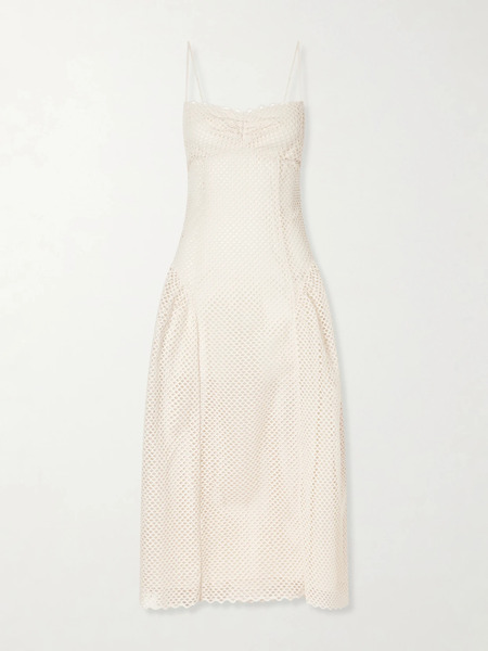  Ulla Johnson Ulla Johnson - Isotta Eyelet-embellished Cotton Midi Dress - Cream 