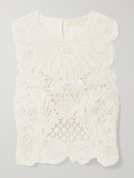  Ulla Johnson Ulla Johnson - Jael Cropped Cotton And Silk-blend Lace Tank - White 
