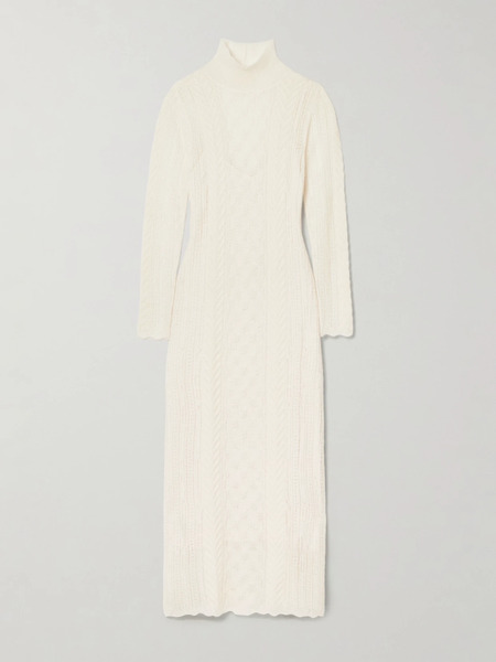  Ulla Johnson Ulla Johnson - Kassia Pointelle-knit Alpaca-blend Turtleneck Maxi Dress - Ivory 