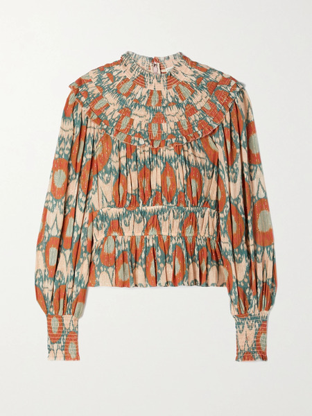  Ulla Johnson Ulla Johnson - Noor Printed Fil Coupé Cotton-blend Crepon Blouse - Neutral 