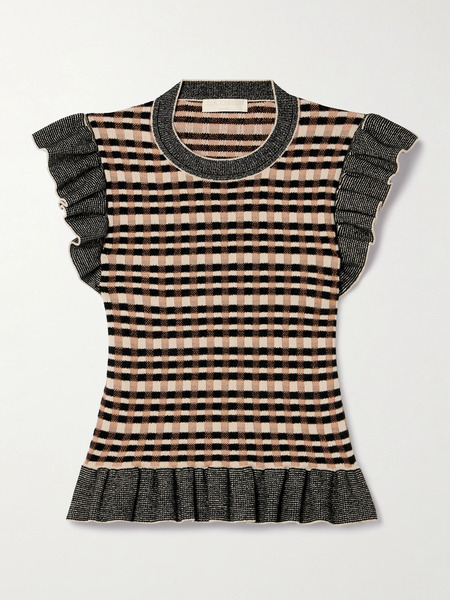  Ulla Johnson Ulla Johnson - Rea Ruffled Checked Jacquard-knit Top - Multi 