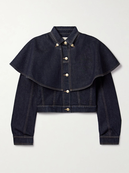  Ulla Johnson Ulla Johnson - The Anais Convertible Cape-effect Denim Jacket - Dark Denim 