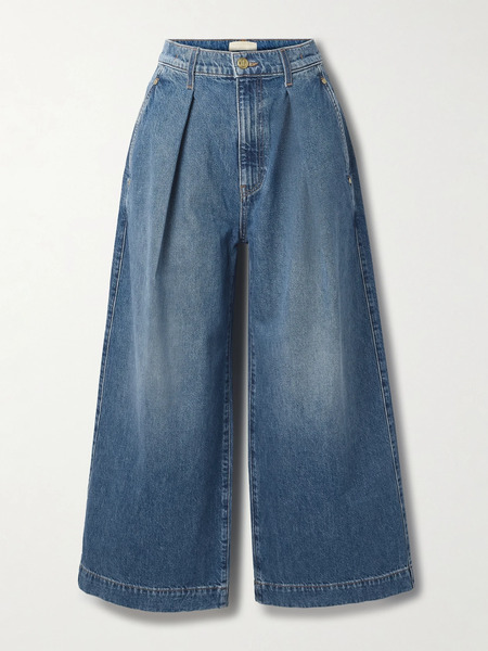  Ulla Johnson Ulla Johnson - The April Cropped Pleated High-rise Wide-leg Jeans - Mid Denim 