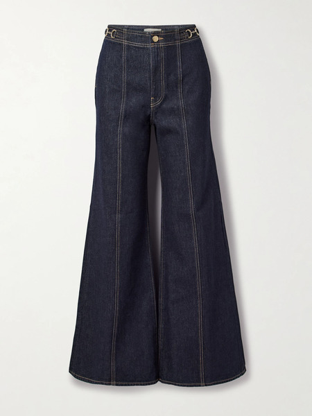  Ulla Johnson Ulla Johnson - The Delphine Embellished High-rise Flared Jeans - Dark Denim 