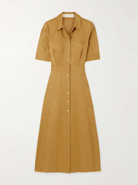  Ulla Johnson Ulla Johnson - Vallis Lyocell-blend Twill Midi Shirt Dress - Tan 