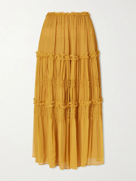  Ulla Johnson Ulla Johnson - Virginie Silk-crepon Midi Skirt - Tan 