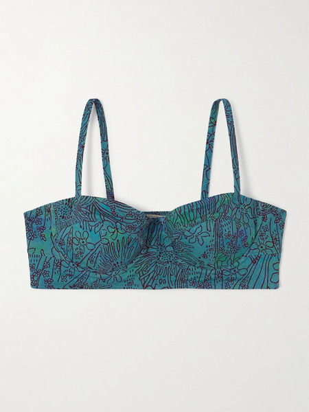  Ulla Johnson Ulla Johnson - Zahara Printed Underwired Bikini Top - Blue 