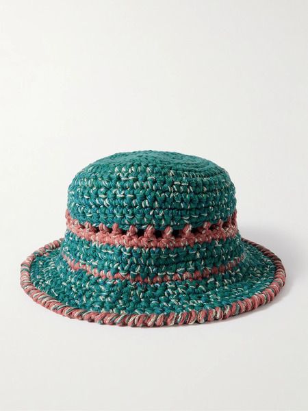  Ultraviolhat Ultraviolhat - Crocheted Cotton And Raffia-blend Bucket Hat - Green 