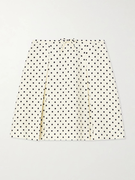  Valentino Garavani Valentino Garavani - Aline Polka-dot Canvas Mini Skirt - Cream 