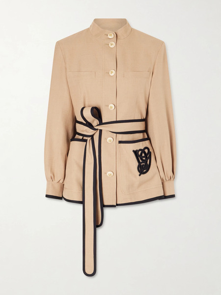  Valentino Garavani Valentino Garavani - Belted Embroidered Twill Jacket - Beige 