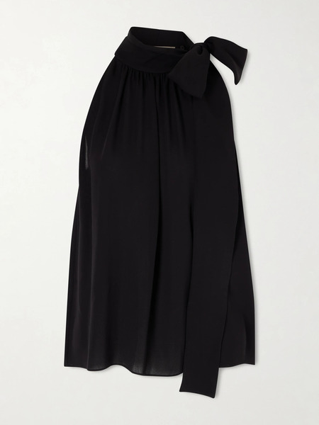  Valentino Garavani Valentino Garavani - Bow-embellished Silk-georgette Top - Black 