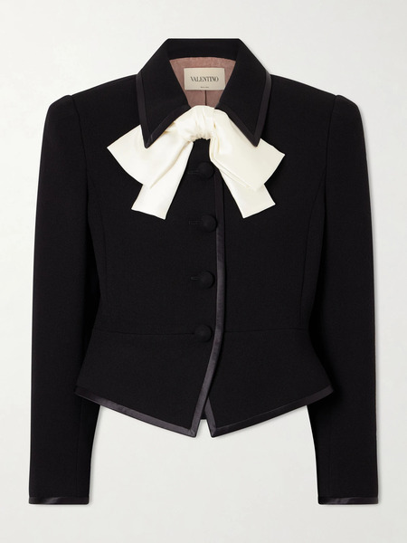  Valentino Garavani Valentino Garavani - Bow-embellished Wool Jacket - Black 