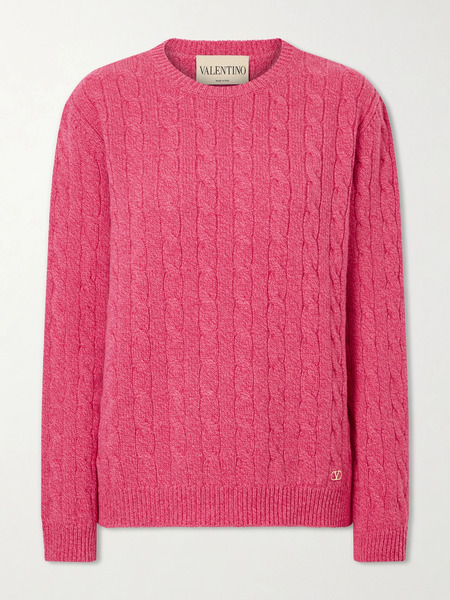  Valentino Garavani Valentino Garavani - Cable-knit Virgin Wool Sweater - Pink 
