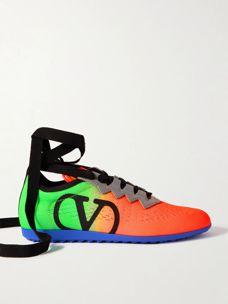  Valentino Garavani Valentino Garavani - Chromathon Printed Perforated Leather Sneakers - Multi 