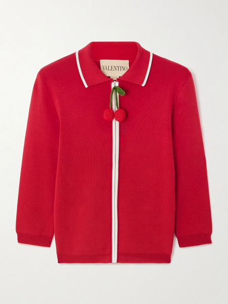  Valentino Garavani Valentino Garavani - Cropped Cotton Cardigan - Red 