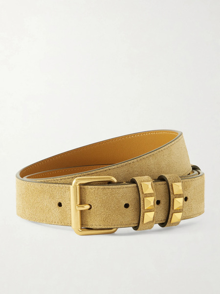  Valentino Garavani Valentino Garavani - Embellished Suede Belt - Beige 