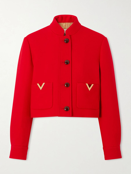  Valentino Garavani Valentino Garavani - Embellished Wool And Silk-blend Drill Jacket - Red 