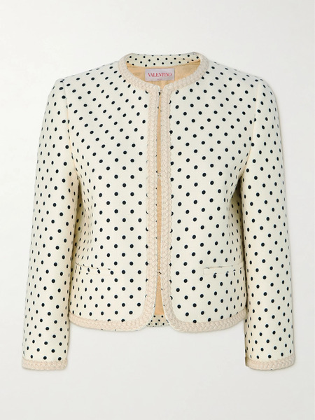  Valentino Garavani Valentino Garavani - Embroidered Polka-dot Woven Jacket - Cream 