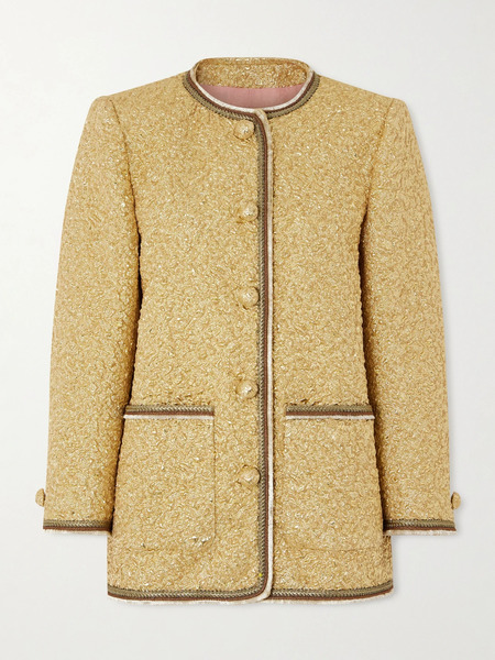 Valentino Garavani Valentino Garavani - Metallic Cloqué-jacquard Jacket - Gold 