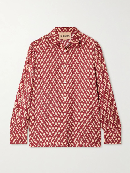  Valentino Garavani Valentino Garavani - Printed Silk-twill Shirt - Red 