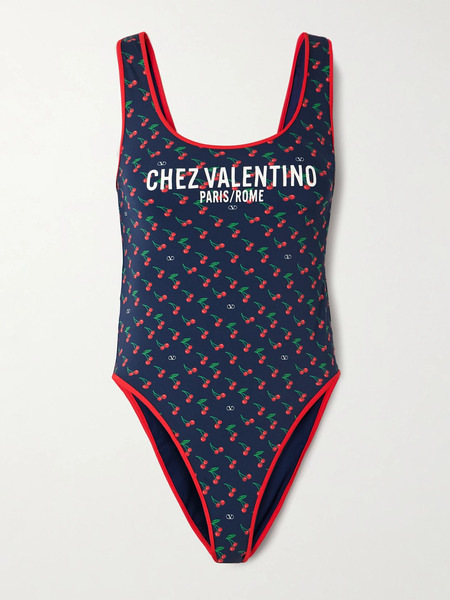  Valentino Garavani Valentino Garavani - Printed Swimsuit - Navy 