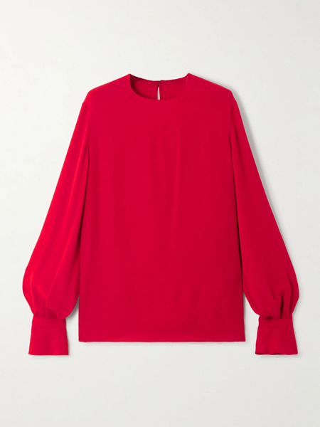  Valentino Garavani Valentino Garavani - Ruffled Silk Blouse - Red 