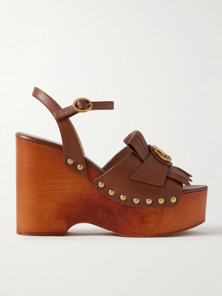  Valentino Garavani Valentino Garavani - Studded Leather Platform Sandals - Tan 
