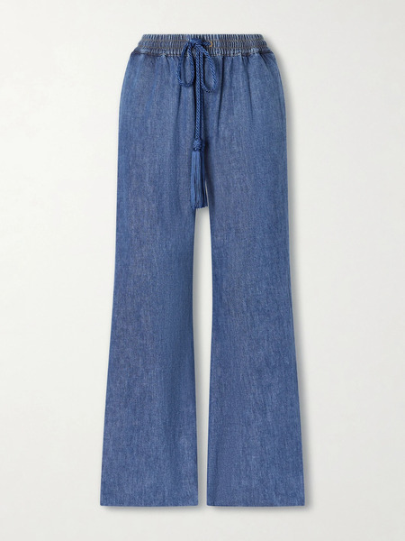  Valentino Garavani Valentino Garavani - Tasseled High-rise Bootcut Jeans - Dark Denim 