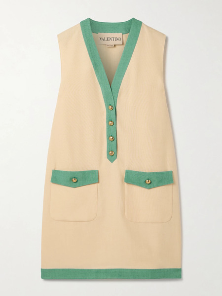  Valentino Garavani Valentino Garavani - Two-tone Canvas Mini Dress - Cream 