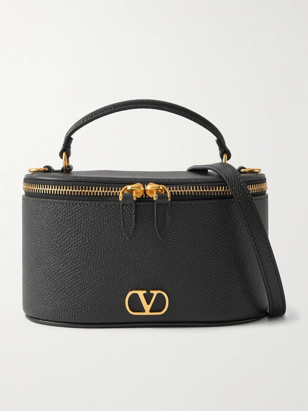  Valentino Garavani Valentino Garavani - Vanity Case Textured-leather Shoulder Bag - Black 