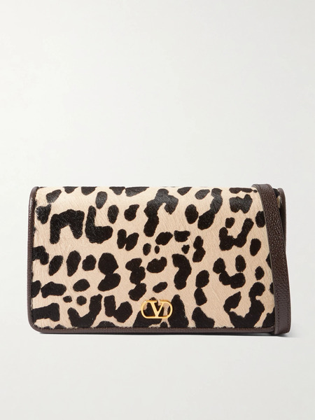  Valentino Garavani Valentino Garavani - Vlogo Signature Mini Leopard-print Calf Hair And Textured-leather Shoulder Bag - Leopard Print 
