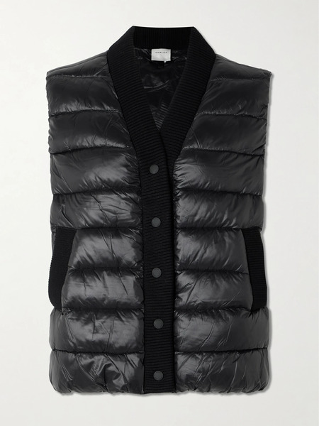  Varley Varley - Colwyn Combo Ribbed-knit Trimmed Quilted Shell Vest - Black 